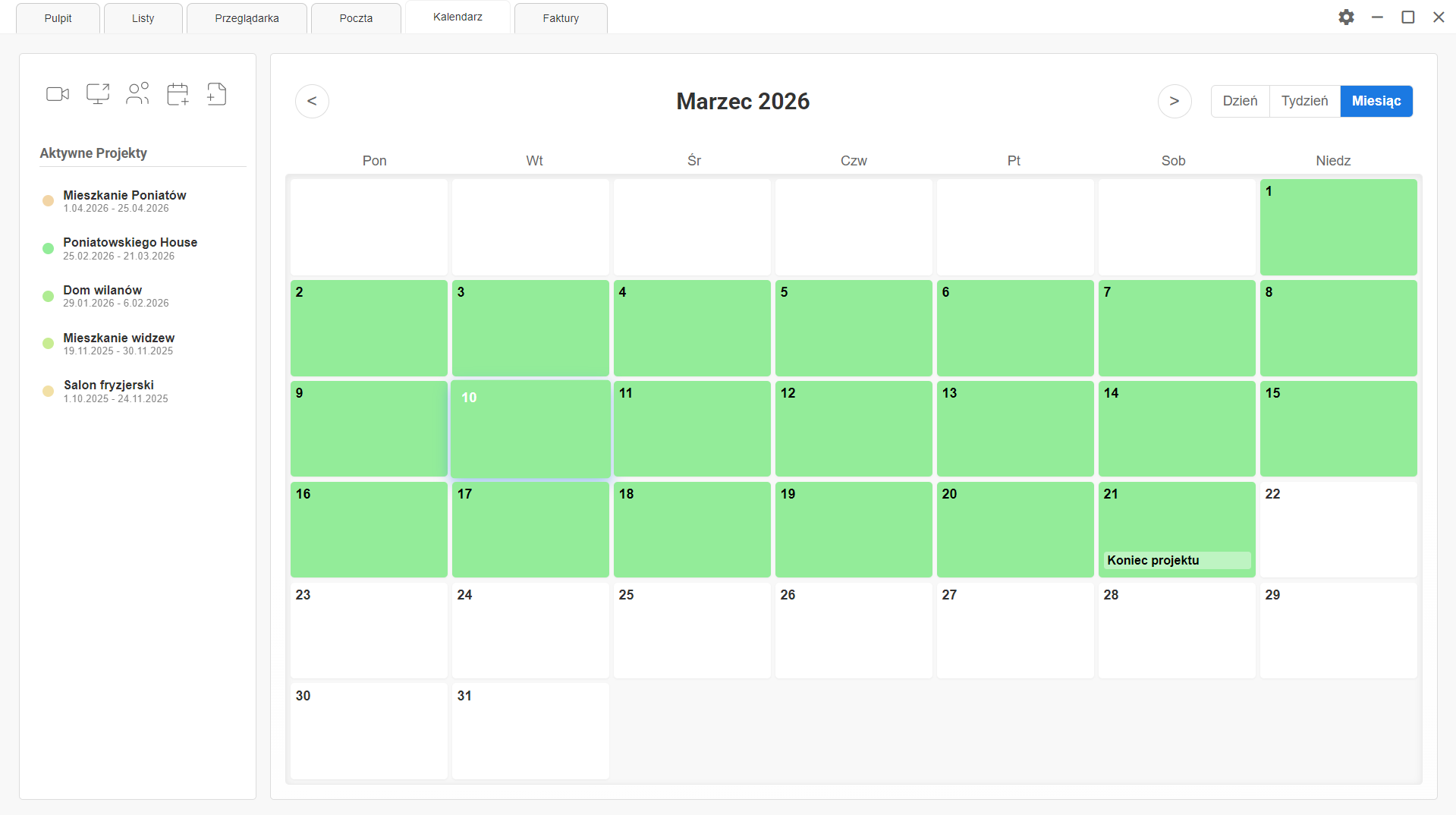 Specly - Inteligentny kalendarz i harmonogram pracy dla architekta wnętrz