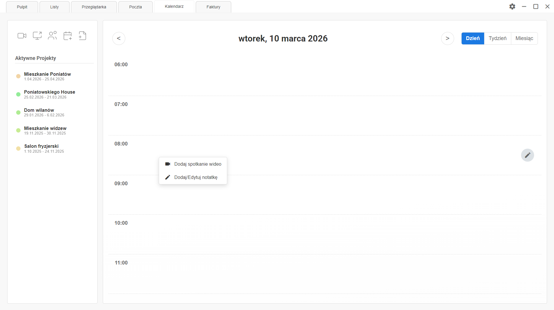 Specly - Wbudowany moduł wideorozmów do bezpośredniego kontaktu z inwestorem