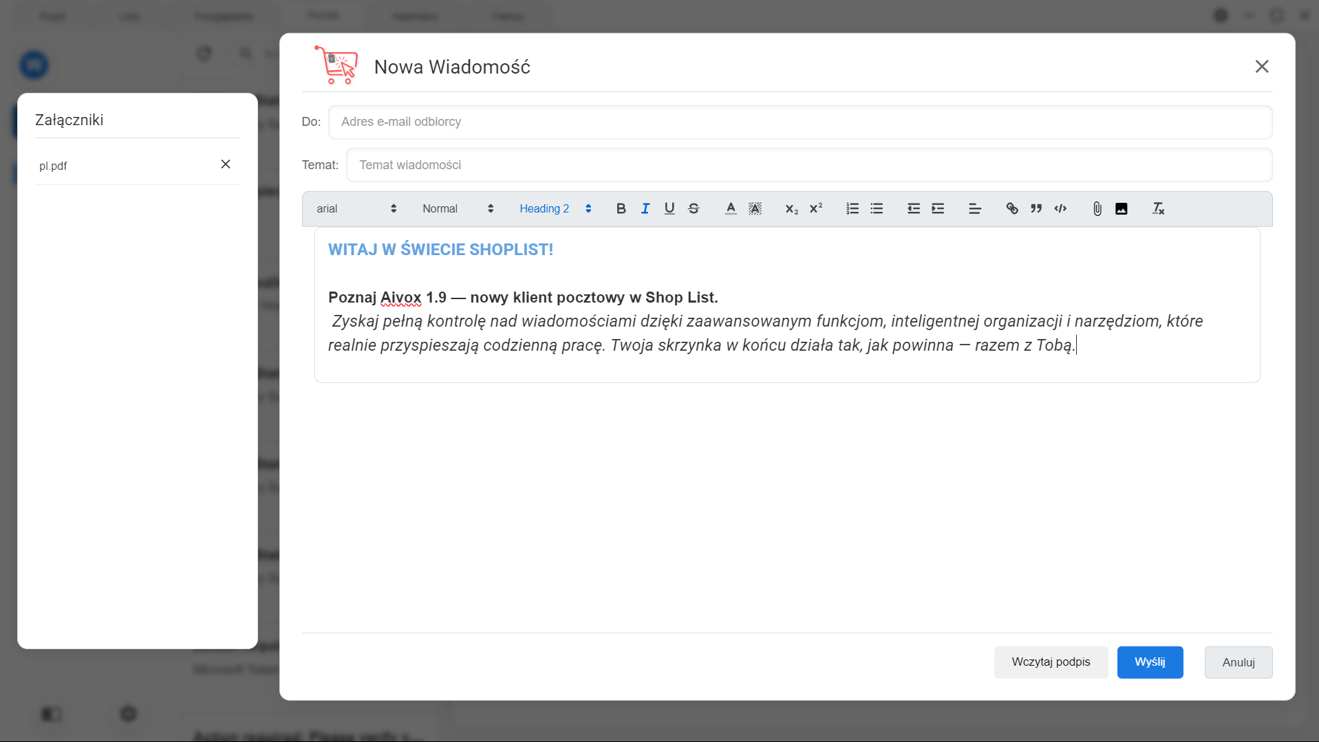 Specly - Wbudowany moduł wiadomości i poczty systemowej dla architektów